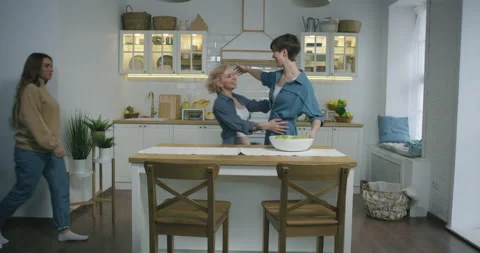 Friends Meet at the Kitchen Stock Footage 144643605