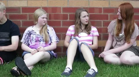 Friends outside of school Video stock 11949331