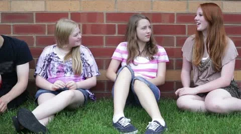 Friends outside of school Video stock 12191047