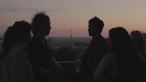 Friends Paris Sunset Stock Footage 49891683