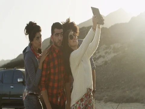Friends photographing using digital tablet. Stock Footage 69466766