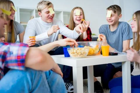 Friends playing stickers Stock Photos