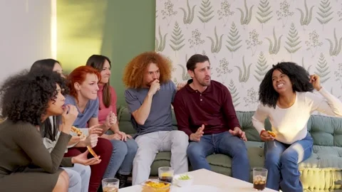 Friends react to missed goal in tense game Stock Footage 268971588