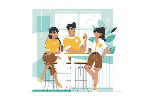 Friends rest at bar Ilustración de archivo