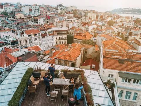 Friends on the Rooftop 스톡 사진
