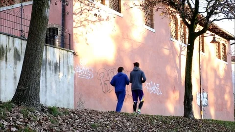 Friends running Stock Footage 99703859