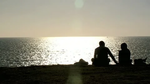 Friends Shadow next to Sea Stock Footage 10901446
