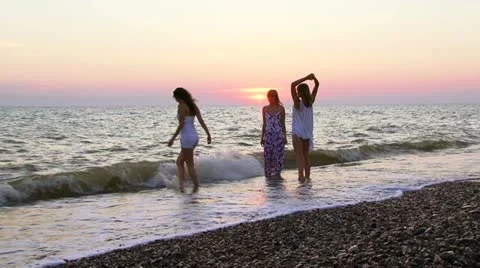 Friends on the shore Stock Footage 21375085
