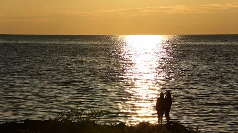 Friends Silhouette Sunset Stock Footage 57729929