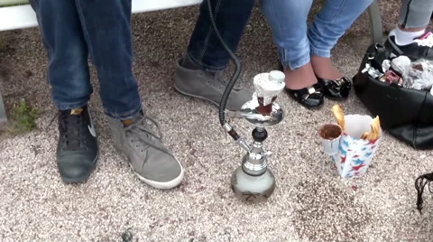 Friends Smoking Hookah Stock Footage 46034771
