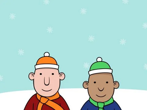 Friends in the snow Stock Illustration