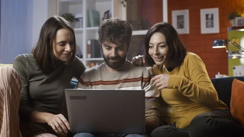 Friends social networking together Stock Footage 128777380