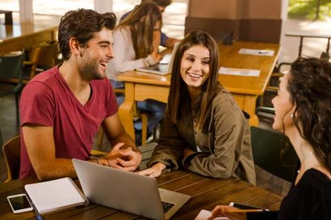 Friends studying together Stock Photos