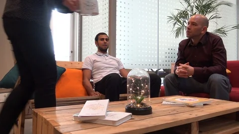 Friends taking a Break at Office Stock Footage 121615382