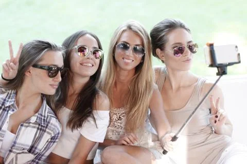 Friends taking selfie Stock Photos