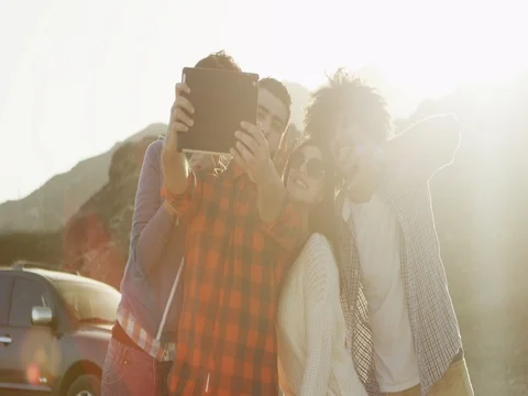 Friends taking selfie using digital tablet. Stock Footage 69465042