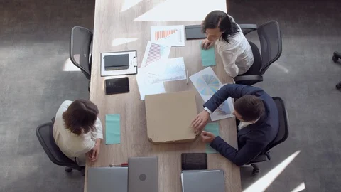 Friends taking slice of pizza Stock Footage 101457463