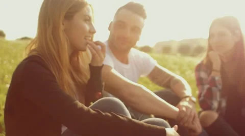 Friends talking outdoors Stock Footage 62776899