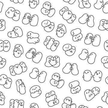 Friends tapioca. Seamless pattern. Coloring Page. 스톡 일러스트