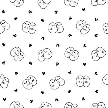 Friends tapioca. Seamless pattern. Coloring Page. Illustrazione stock