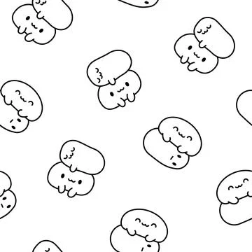 Friends tapioca. Seamless pattern. Coloring Page. 스톡 일러스트