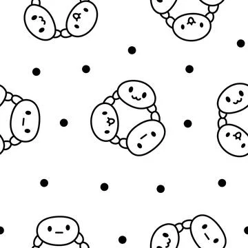 Friends tapioca. Seamless pattern. Coloring Page. Illustrazione stock