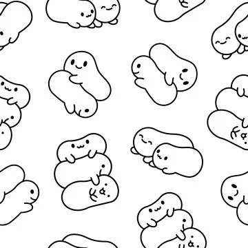 Friends tapioca. Seamless pattern. Coloring Page. Stock Illustration