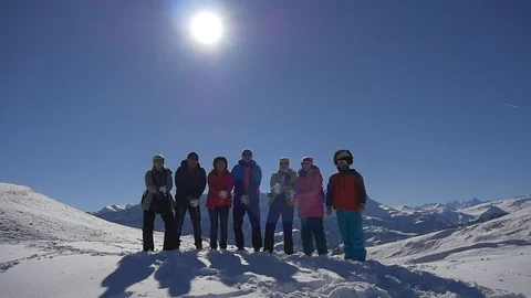 Friends throw up the snow Stock Footage 87793132