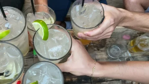 Friends toasting at a bar Stock Footage 281657095