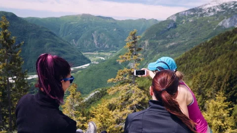 Friends on top of the mountain Stock Footage 132014008