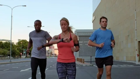 Friends training for marathon Stock Footage 71625396