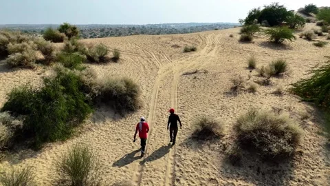Friends walking on the desert 스톡 동영상 334172516