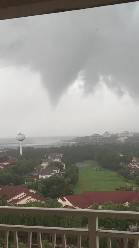 Friends Watch Tornado Form in Miramar Beach, Florida, Miramar Beach, Florida, US Stock Footage 244328894