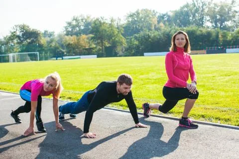 Friends before workout Stock Photos