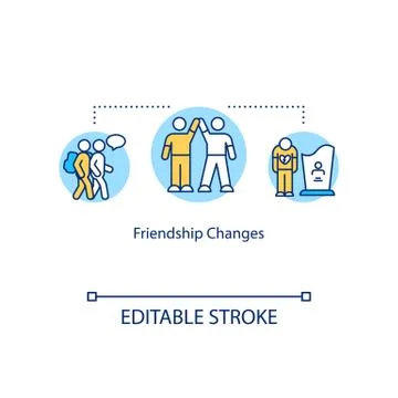 Friendship changes concept icon. Mates loss. Relationships ending, break up idea 스톡 일러스트