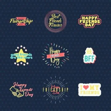Friendship day set of illustrations, vector Stock Illustration