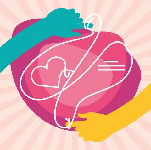 Friendship hands with string Stock Illustration