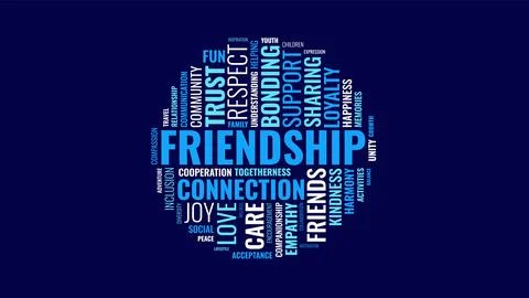Friendship Word Cloud Vector Design in Blue Stock Illustration