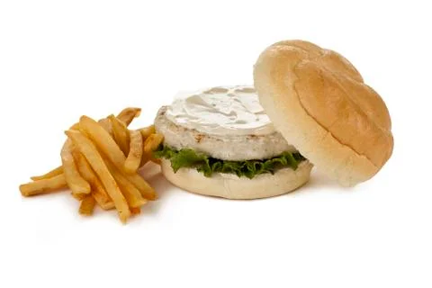 Fries and burger Stock Photos