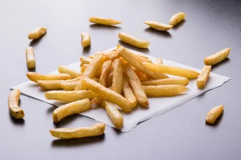 Fries on black table Foto stock