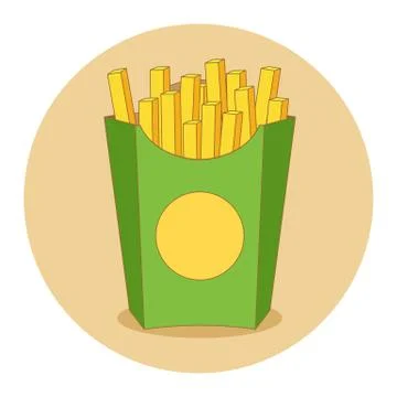 Fries in box vector illustration in flat style. Stock Illustration