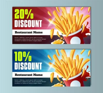 Fries Discount Voucher Template Stock Illustration
