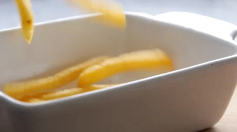 Fries fall in a basket, slow motion and slide 스톡 동영상 68996176