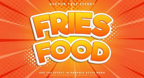 Fries Food Editable text effect Template Stock Illustration