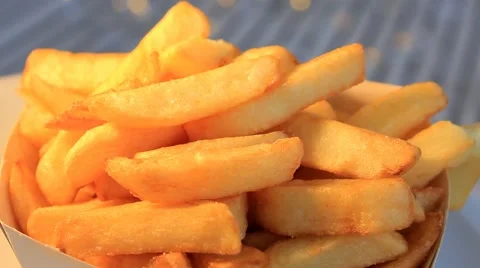 Fries - Grey Background - Turning - Focus - 02 Video stock 62390436