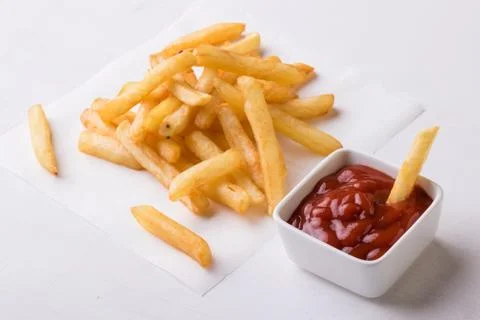 Fries with ketchup Stock Photos