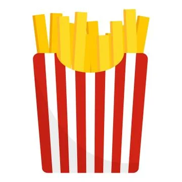 Fries potato bag icon, flat style Stock Illustration