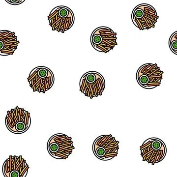 Fries sweet potato vector seamless pattern Stock Illustration