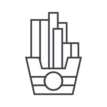 Fries vector line icon, sign, illustration on background, editable strokes Illustrazione stock