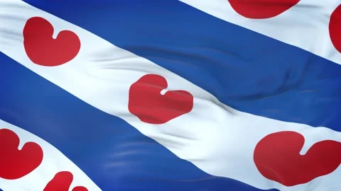 Friesland flag waving in the wind with highly detailed fabric texture 動画素材 139380190